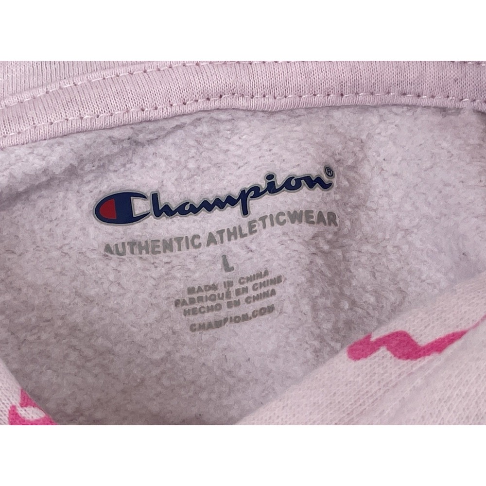 Champion Authentic Athleticwear Logo Sweatshirt Hoodie Girls Size L Pink - Picture 3 of 3
